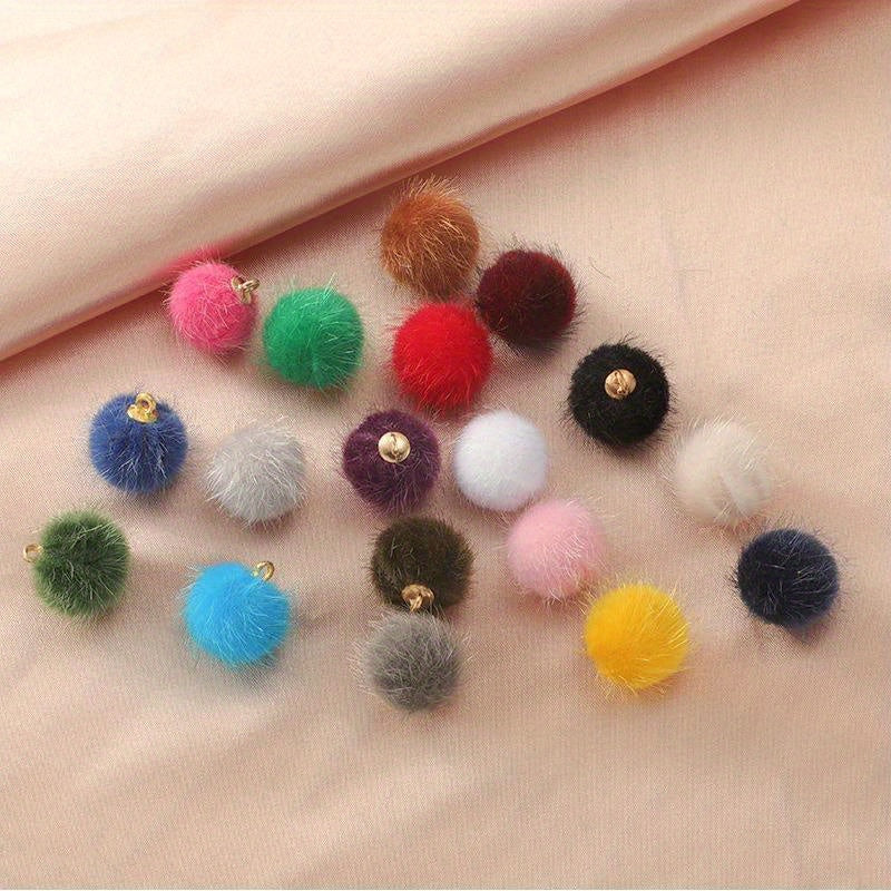 10pcs Mink Plush Pendant With Hole Keychain DIY Jewelry Mixed Y2K Charms