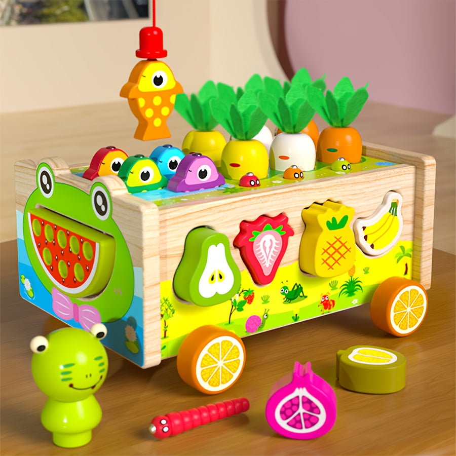 Wooden Educational Toys Frog Fish Pond Farm Shape Sorting Matching Game Car