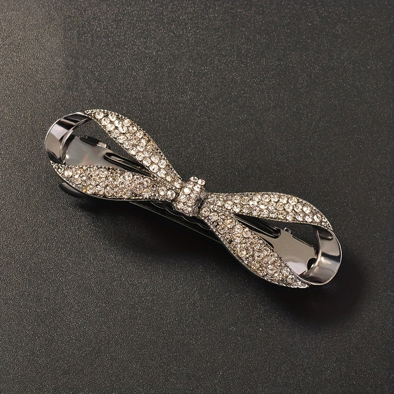 Rhinestone Bow Hair Clip French Barrette Ponytail Clip Hair Accessories