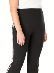  Women's Stripe Print Flared Leg Fitness Leggings