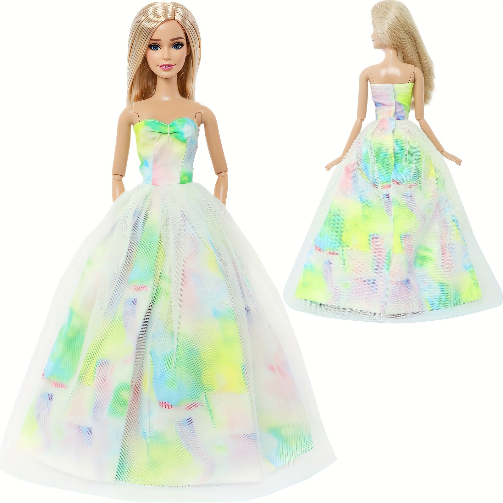 Green Gradient Tulle Princess Wedding Gown