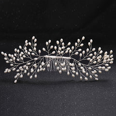 Silver Pearl Hair Comb Styling Accessory for Prom Party Bride