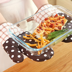 2pcs Colorful Printed Oven Mitts Double Layer Heat Resistant Baking Gloves