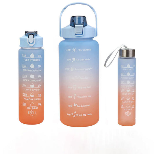 Gradient Straw Water Bottle 3 Pack Outdoor Fitness Cup School Travel