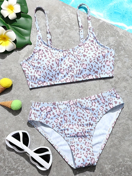 Leopard Print Bikini Set Girls Bathing Suit Summer Beach Vacation Gift