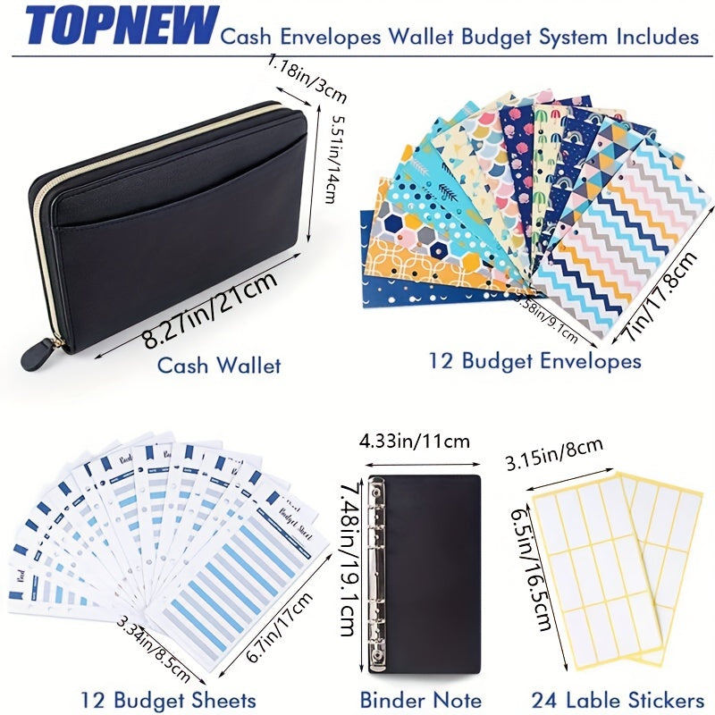 Cash Envelope Wallet Budget System with 12 Envelopes