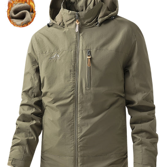 Men's Outdoor Hooded Windbreaker Jacket for Autumn and Winter