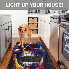 Halloween Skeleton Head Floor Mat Colorful Anti-Slip Carpet