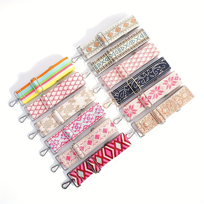 Colorful Check Adjustable Purse Strap - Removable Wide Nylon Handbag Belt