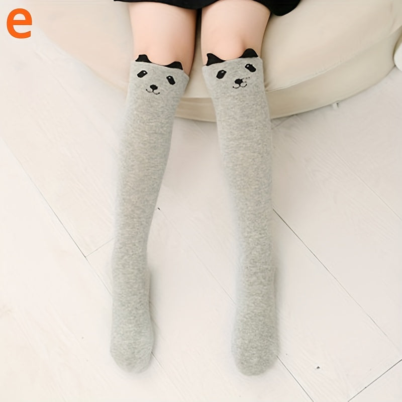 Cartoon Cat Print Knee High Stockings