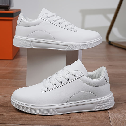 Men's Solid Skate Shoes Comfy Non Slip Casual Lace Up Sneakers