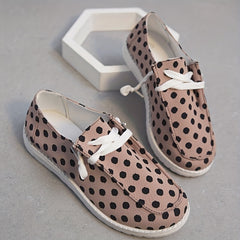 Women's Polka Dot Canvas Shoes Lace Up Lightweight Low Top Shoes