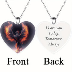 Men's Crystal Heart Pendant With Eagle Wings - Party Jewelry Gift