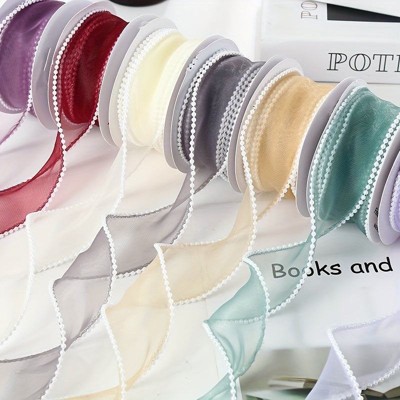 5yd Pearl Fishtail Silk Ribbon Flower Packaging Mesh Ribbon
