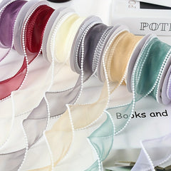 5yd Pearl Fishtail Silk Ribbon Flower Packaging Mesh Ribbon