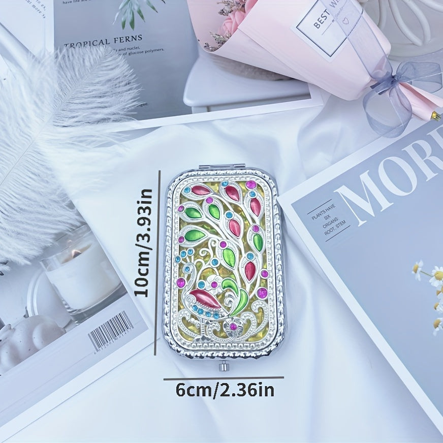 3D Hollow Peacock Compact Mirror Travel Makeup Mirror