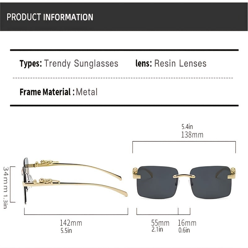 Gradient Tint Golden Frame Sunglasses Vintage Oversized Square