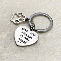 Pet Memorial Stainless Steel Engraved Keychain, Always In My Heart