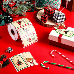 300pcs Christmas Holiday Stickers 8 Patterns Self-Adhesive Label Roll