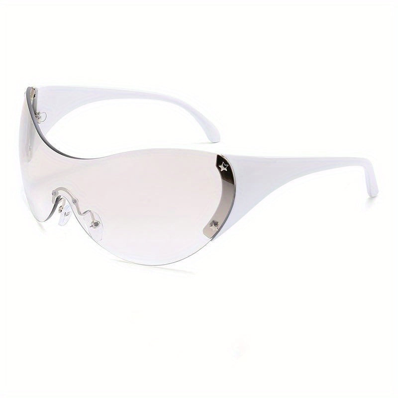 Star Detail Rimless Sports Sunglasses with Glass Box