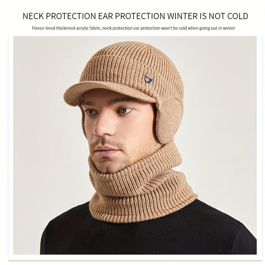 Warm Ear Protection Hat & Neck Gaiter Set Fleece Beanie Two piece Set
