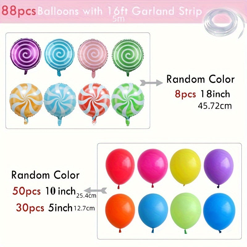 88pcs Candy Balloon Arch Set, Christmas Party Decoration