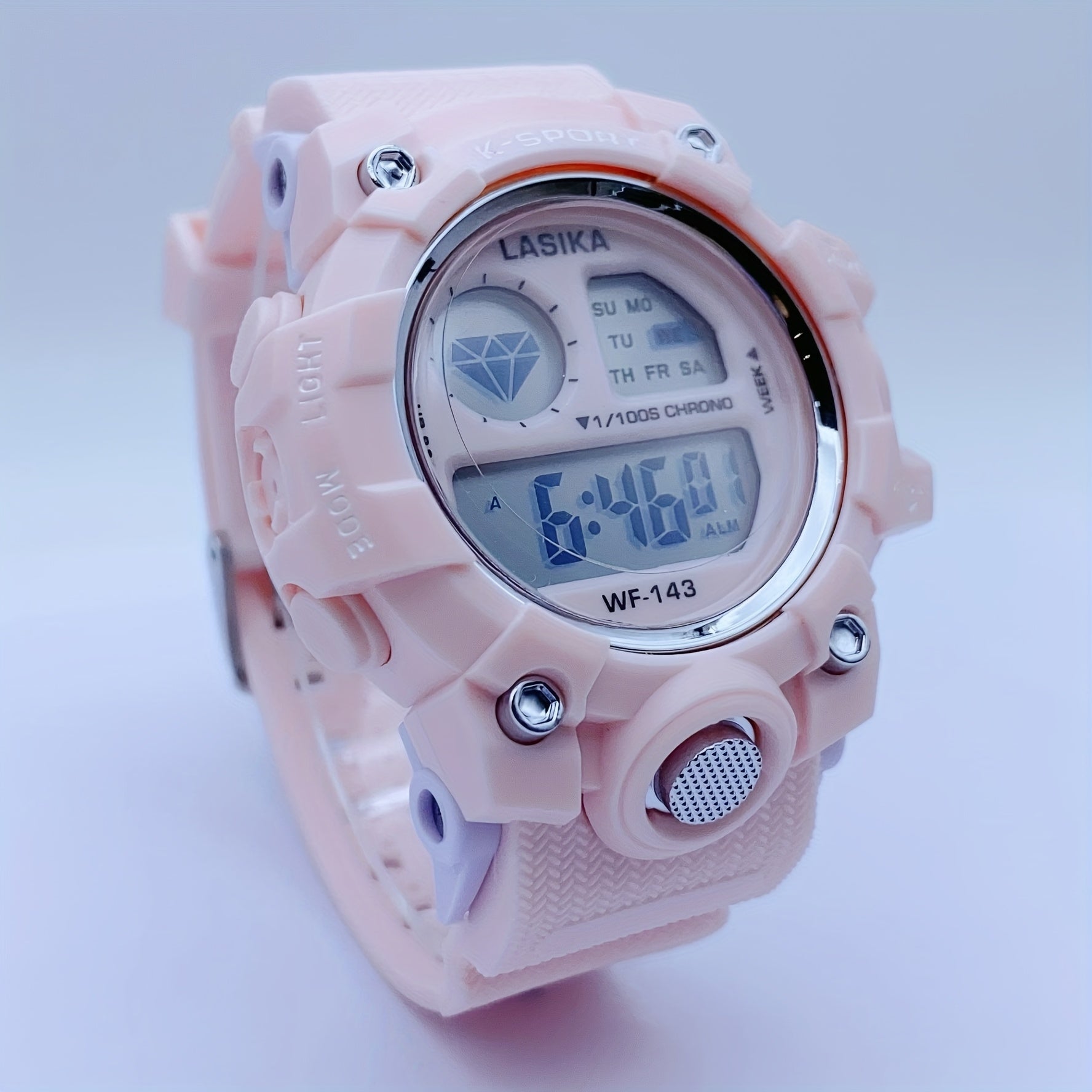 Pink Girls' Waterproof Digital Watch Sports Timer Date Alarm Adjustable Strap