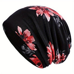 Vintage Floral Print Beanie Cap Breathable Skull Hat Women Chemo Hats