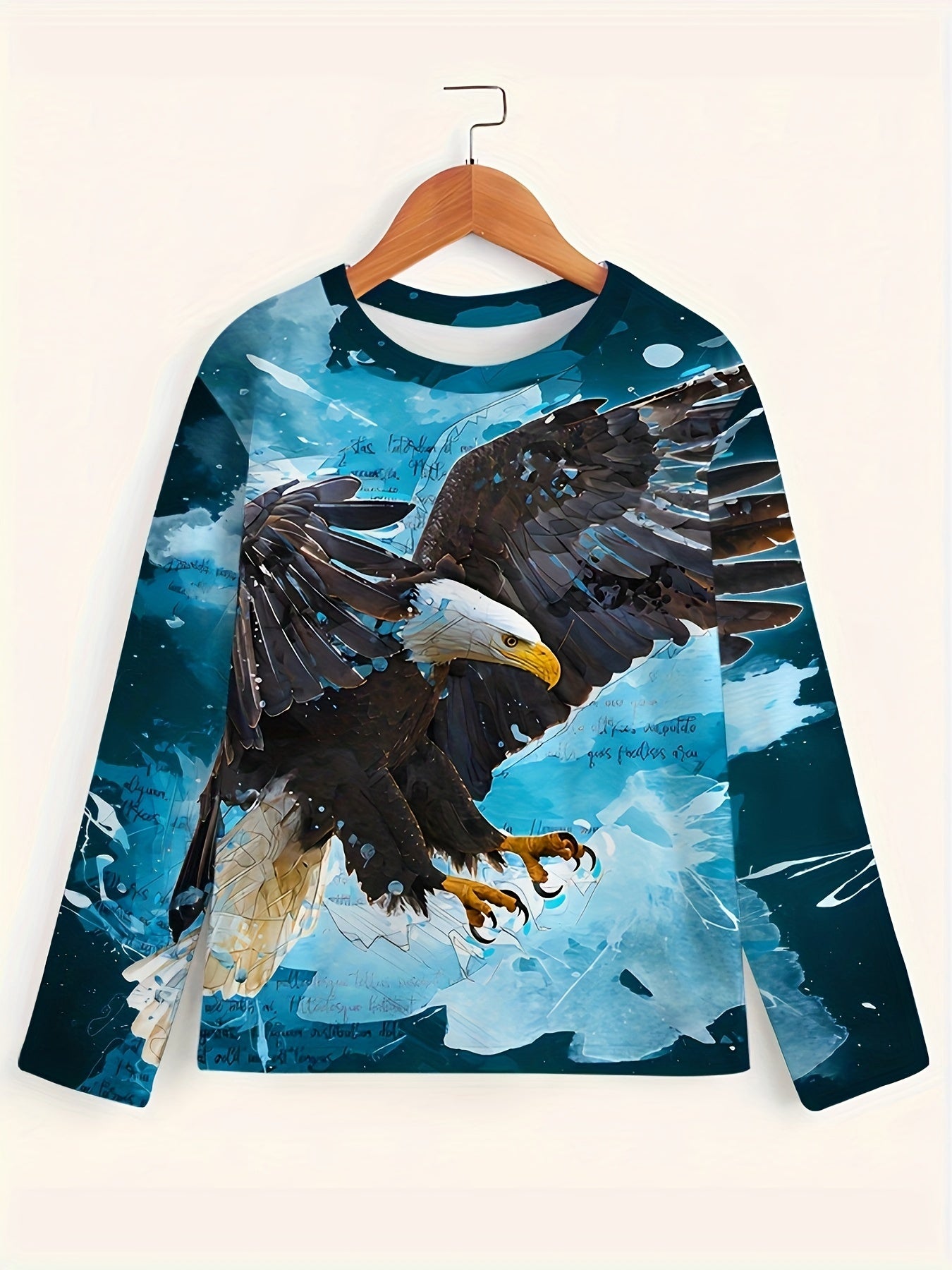 Eagle 3D Print Men's Long Sleeve Graphic T-Shirt Casual Comfy Tees