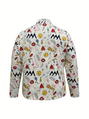  Women's Graffiti Print Open Front Blazer