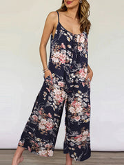 Boho Floral Print Spaghetti Jumpsuit