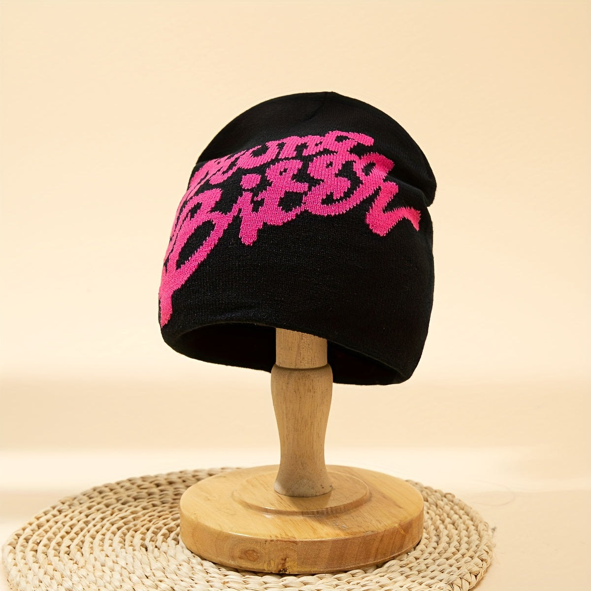 Y2K Letter Jacquard Beanie Elastic Hip Hop Knit Hat