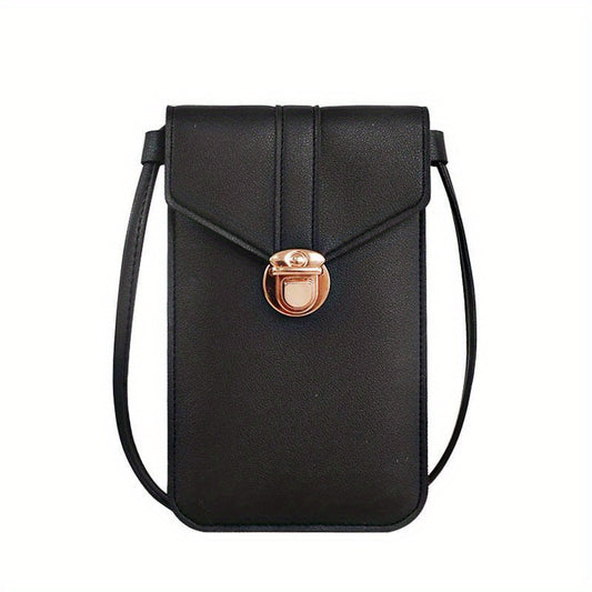 Women's Minimalist Cell Phone Bag Faux Leather Buckle Bag