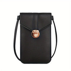 Women's Minimalist Cell Phone Bag Faux Leather Buckle Bag
