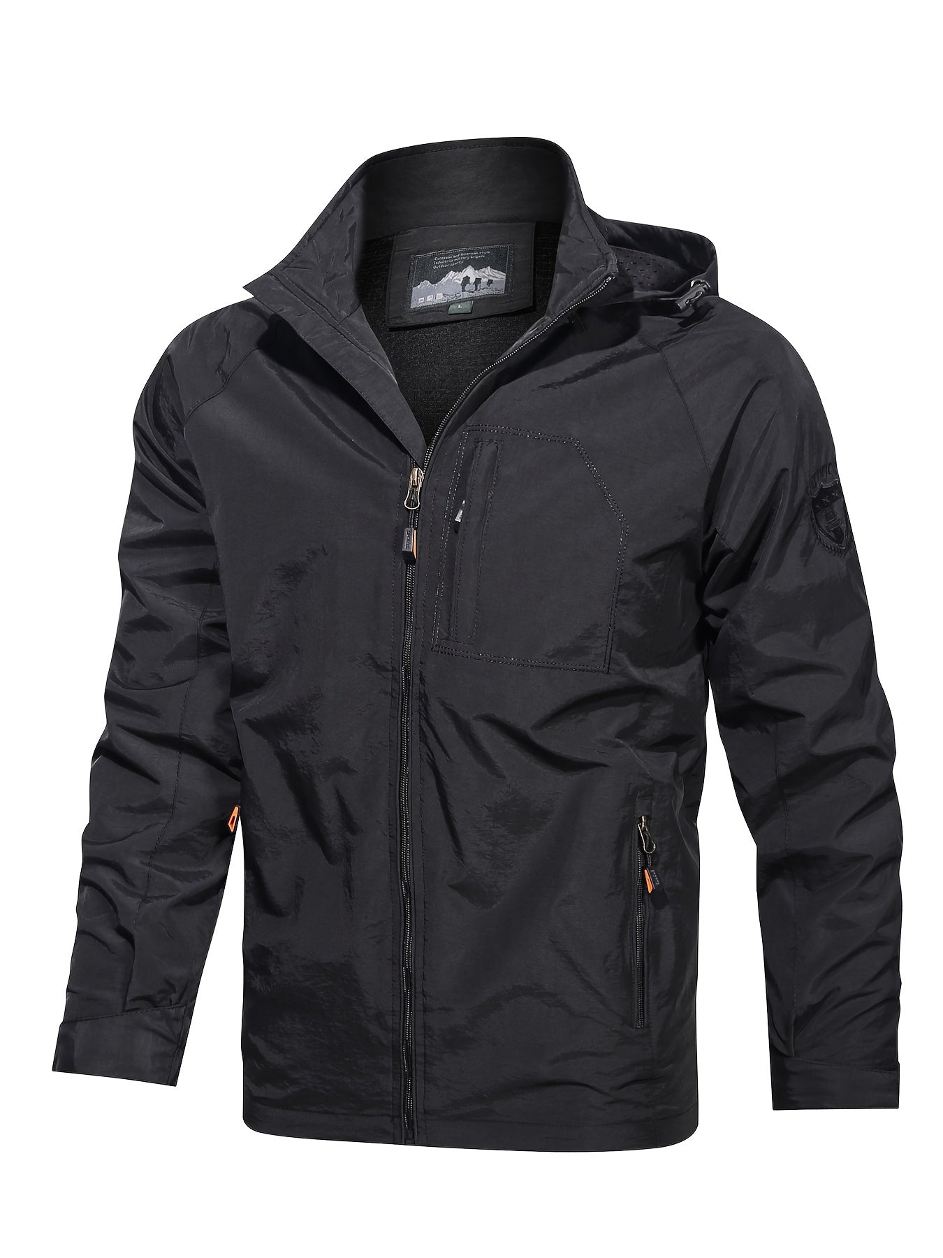 Men's Waterproof Windproof Hooded Jacket Zipper Windbreaker
