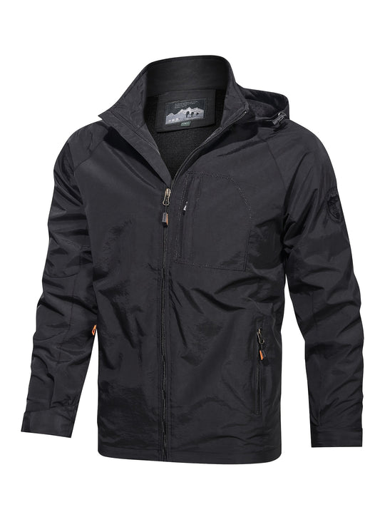Men's Waterproof Windproof Hooded Jacket Zipper Windbreaker