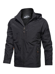 Men's Waterproof Windproof Hooded Jacket Zipper Windbreaker