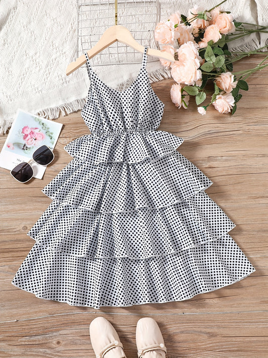 Girls Polka Dot Print Party Dress Kids Summer Clothes
