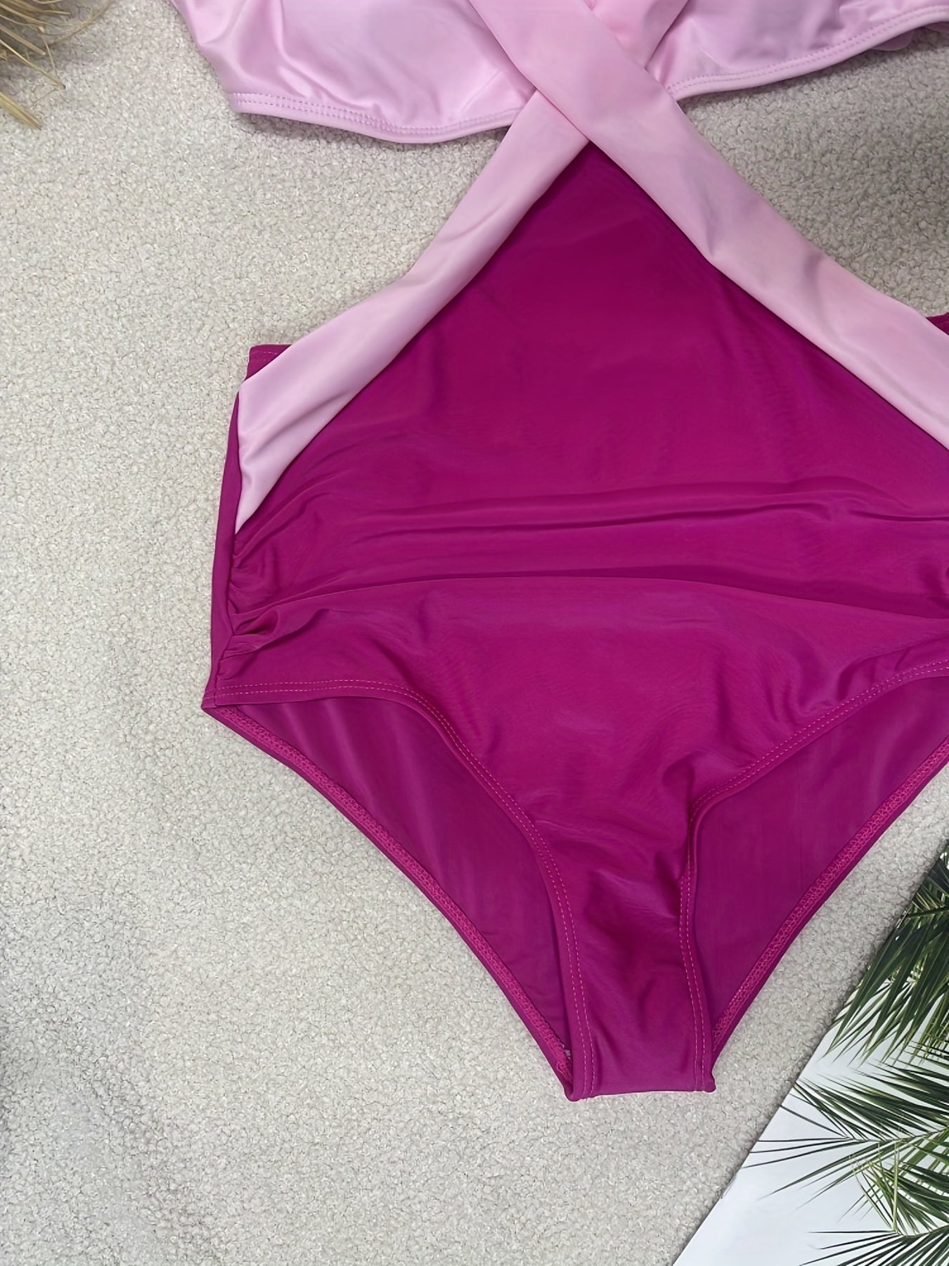 Criss Cross One Piece Swimsuit Cut Out Tie Back High Cut Bathing Suit