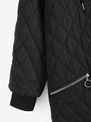 Solid Zipper Hooded Long Sleeve Padded Coat Women's Clothing