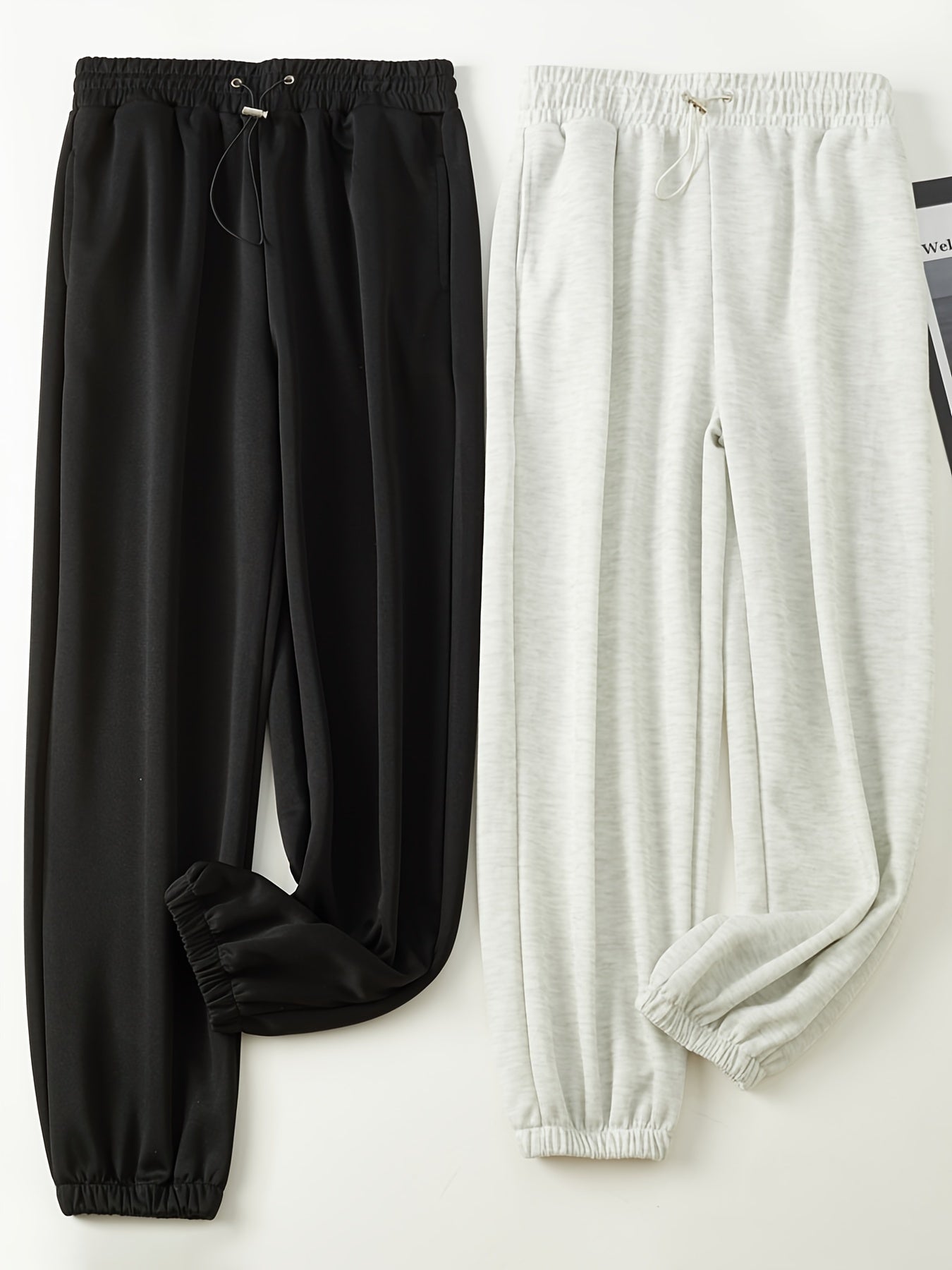 2pcs Elastic Waist Sports Pants with Pocket Women's Activewear