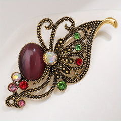 Vintage Rhinestone Purple Butterfly Brooch Small Suit Jacket Pin