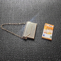 1:12 Scale Mini Metal Clutch Purse w/ Chain Strap & Mini Euro Notes DIY Prop