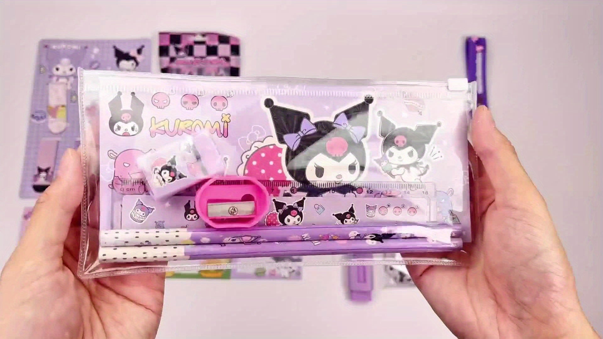 Kuromi Stationery Set: Fountain Pen, Pencil Case, Erasers, Sticky Note