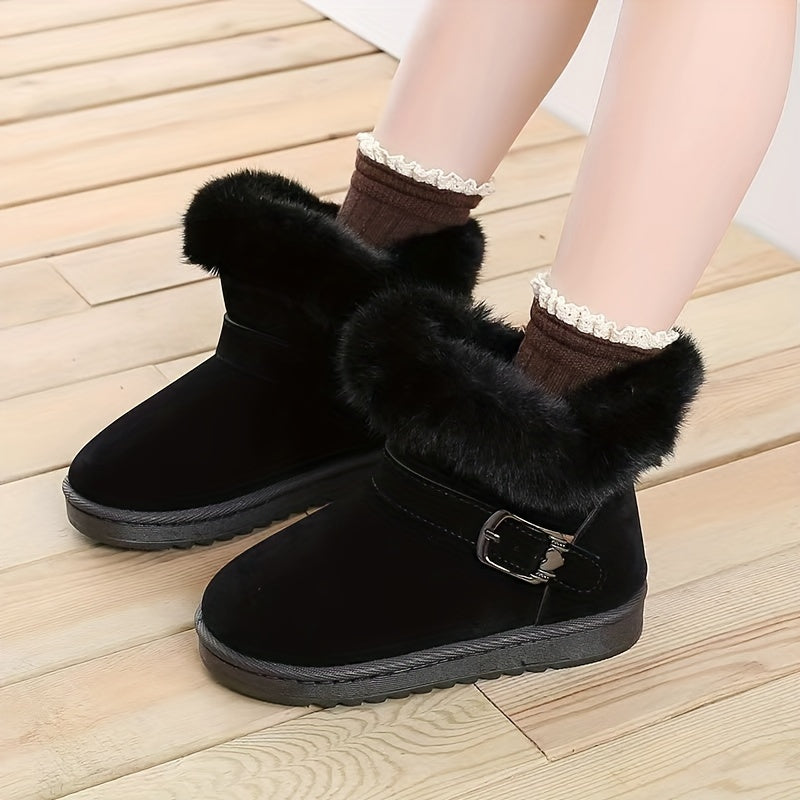 Girls' Slip On Snow Boots Soft & Warm Fleece Indoor Outdoor Walking