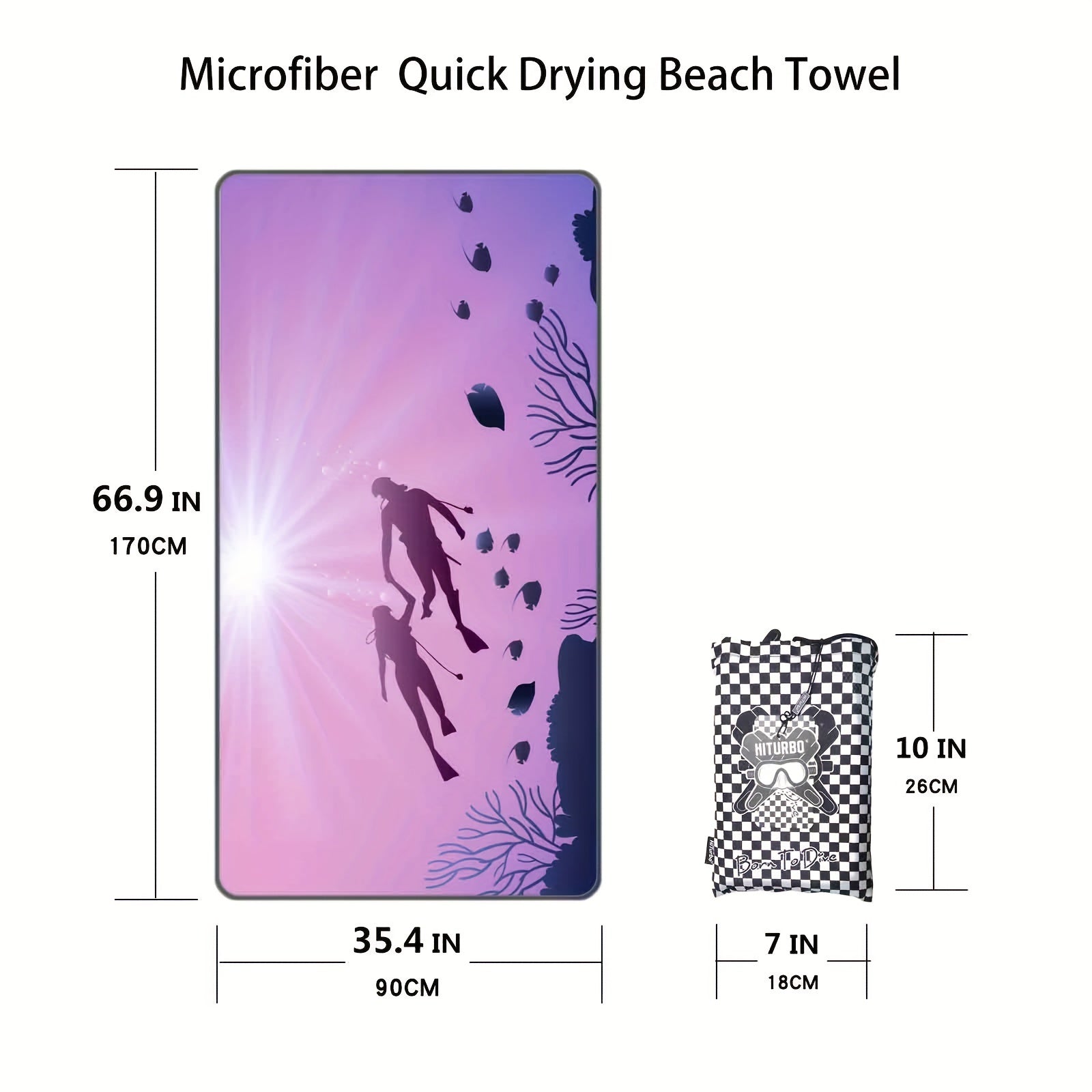 Turbo Microfiber Beach Towel Quick Drying Sand Proof Swim Towel