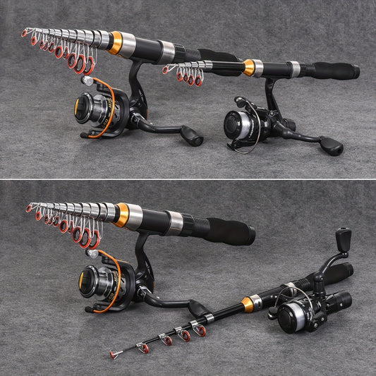 LEOFISHING Short Mini Fishing Rod Portable Telescoping Small Sea Fishing Pole