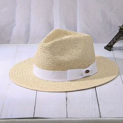 Wide Brim Paper Woven Sun Hat Adjustable Sweat Band
