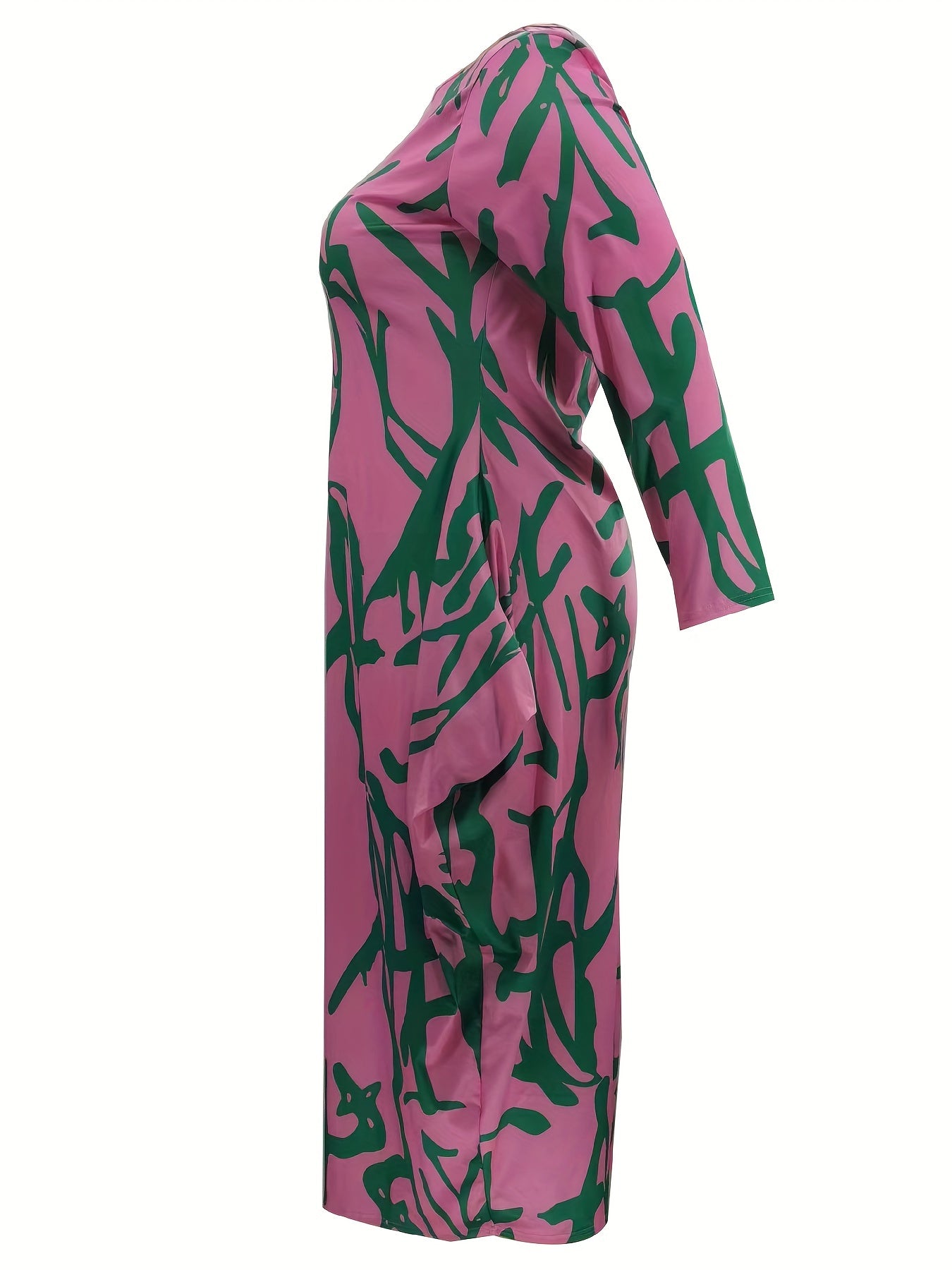  Casual Dress Women's Plus Random Print Long Sleeve