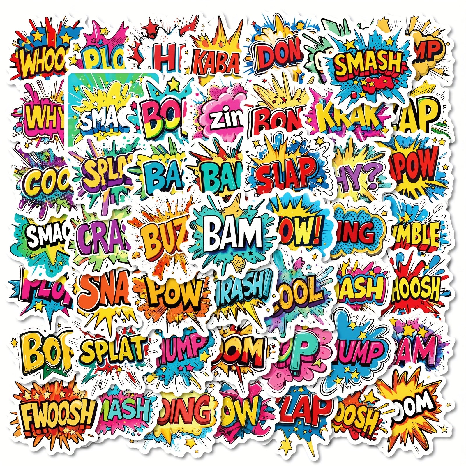 50pcs Colorful Explosion Stickers for DIY Projects Laptop Water Bottle Guitar